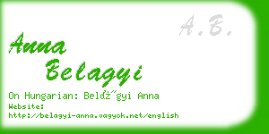 anna belagyi business card